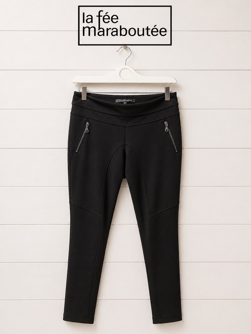 La Fée Maraboutée – Slim Black Pants with Zip Detail – Size 42